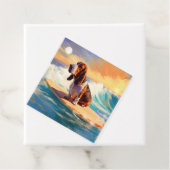 Basset Hound Strand Surfen Schilderij Bedankjes Labels (In situ)