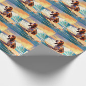 Basset Hound Strand Surfen Schilderij Cadeaupapier (Hoek)