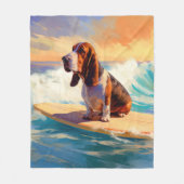 Basset Hound Strand Surfen Schilderij Fleece Deken (Voorkant)