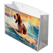 Basset Hound Strand Surfen Schilderij Groot Cadeauzakje (Achterkant Gekanteld)