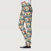 Basset Hound Strand Surfen Schilderij Leggings (Links)