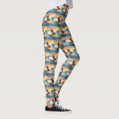 Basset Hound Strand Surfen Schilderij Leggings (Rechts)