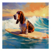 Basset Hound Strand Surfen Schilderij Perfect Poster (Voorkant)