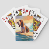 Basset Hound Strand Surfen Schilderij Pokerkaarten (Achterkant)