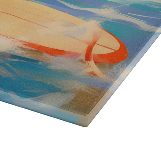 Basset Hound Strand Surfen Schilderij Snijplank (Hoek)