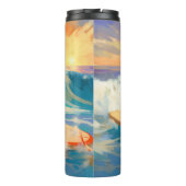 Basset Hound Strand Surfen Schilderij Thermosbeker (Achterkant)