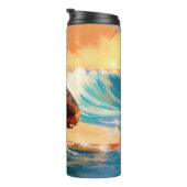 Basset Hound Strand Surfen Schilderij Thermosbeker (Geroteerd rechts)