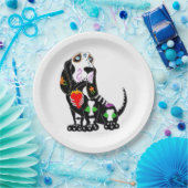Basset Hound Sugar Skull Papieren Bordje (Feest)