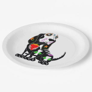 Basset Hound Sugar Skull Papieren Bordje