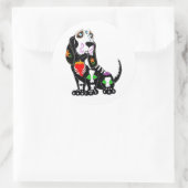 Basset Hound Sugar Skull Ronde Sticker (Tas)