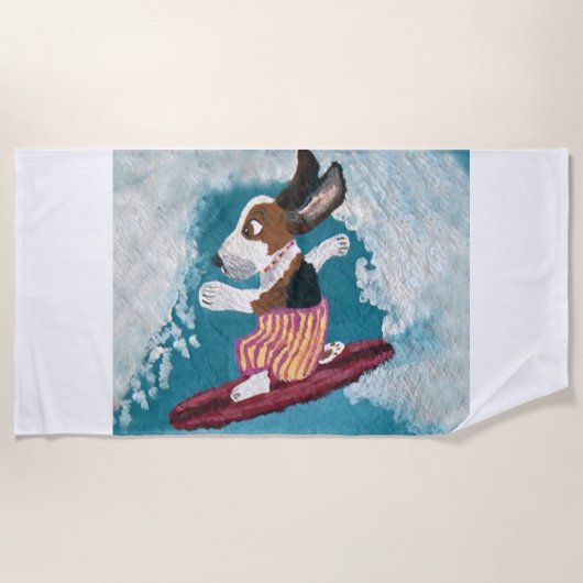 Basset Hound Surfer Strandlaken (Voorkant)