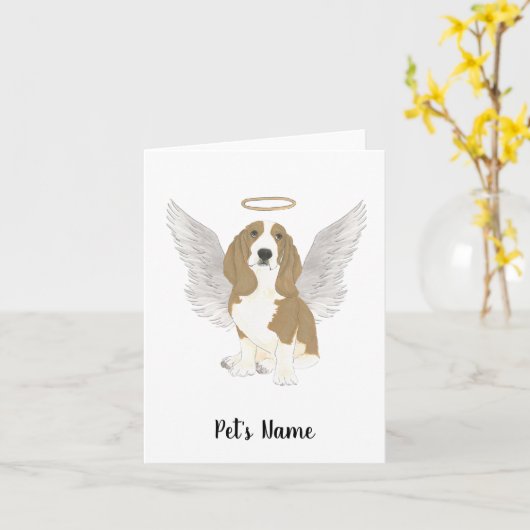 Basset Hound Sympathy Memorial Kaart (Gele Bloem)