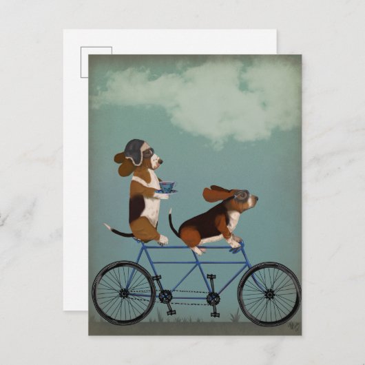 Basset Hound Tandem Briefkaart (Voorkant / Achterkant)