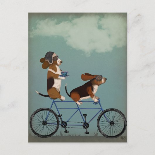 Basset Hound Tandem Briefkaart (Voorkant)