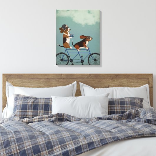 Basset Hound Tandem Canvas Afdruk (Insitu (Slaapkamer))