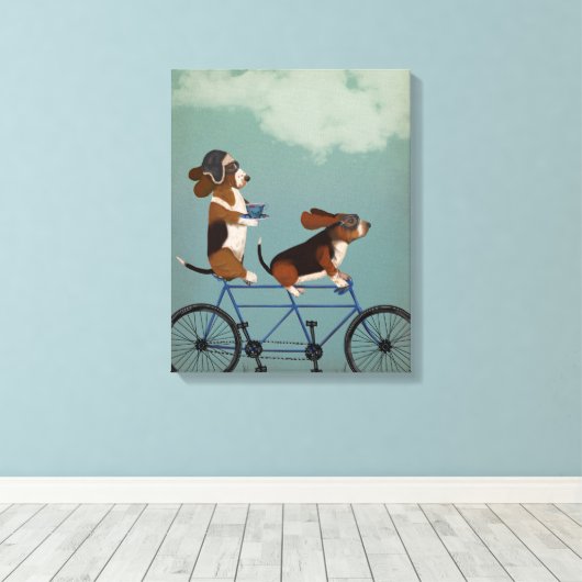 Basset Hound Tandem Canvas Afdruk (Insitu (Houten vloer))
