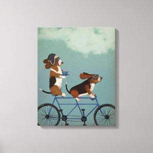 Basset Hound Tandem Canvas Afdruk