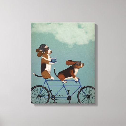 Basset Hound Tandem Canvas Afdruk (Voorkant)