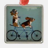 Basset Hound Tandem Metalen Ornament (Voorkant)