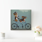 Basset Hound Tandem Vierkante Klok (Huis)