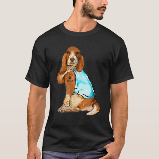 Basset Hound Tattoos Ik hou van Hondenliefhebber G T-shirt (Voorkant)