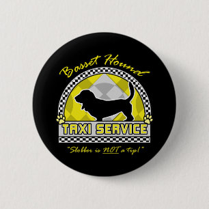 Basset Hound Taxi Service Ronde Button 5,7 Cm