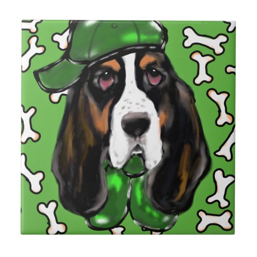 Basset Hound Tegeltje (Voorkant)