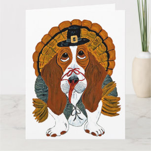 Basset Hound Thanksgiving kalkoen Kaart