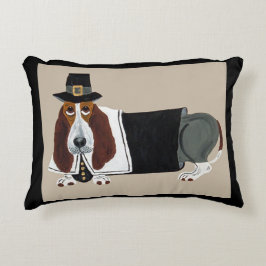 Basset Hound Thanksgiving Pilgrim Accent Kussen