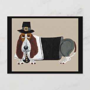 Basset Hound Thanksgiving Pilgrim Briefkaart