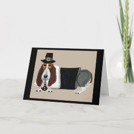 Basset Hound Thanksgiving Pilgrim Kaart