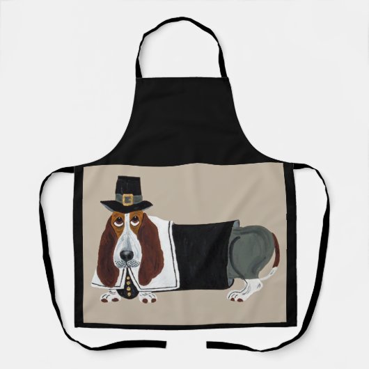 Basset Hound Thanksgiving Pilgrim Schort (Voorkant)
