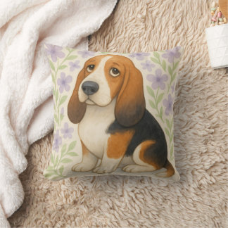 Basset Hound Throw Pillow Gift for Dog Lovers Flor Kussen