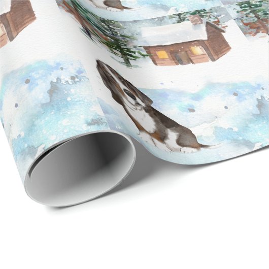 Basset Hound (Tri)-pakpapier Cadeaupapier (Rol Hoek)