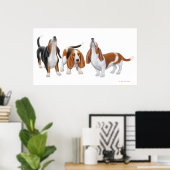Basset Hound Trio Print (Thuiskantoor)