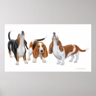 Basset Hound Trio Print
