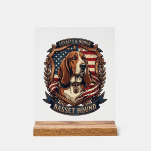 Basset Hound Trouw Eer Hond Amerikaans Vlag Schild Acryl Bord