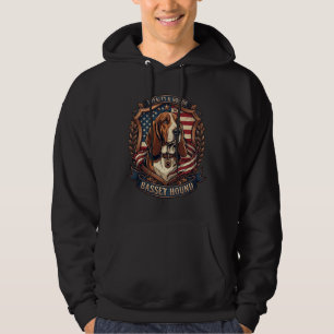 Basset Hound Trouw Eer Hond Amerikaans Vlag Schild Hoodie