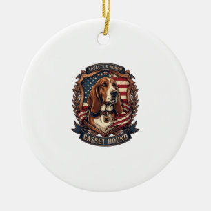 Basset Hound Trouw Eer Hond Amerikaans Vlag Schild Keramisch Ornament