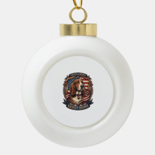 Basset Hound Trouw Eer Hond Amerikaans Vlag Schild Keramische Bal Ornament