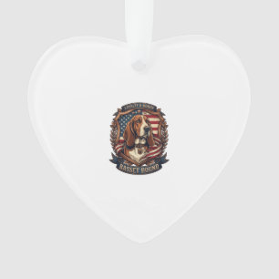 Basset Hound Trouw Eer Hond Amerikaans Vlag Schild Ornament
