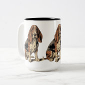 Basset Hound Tweekleurige Koffiemok (Voorkant links)
