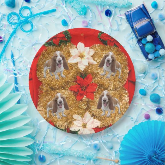 Basset Hound Ugly KerstSweater Papieren Bordje (Feest)