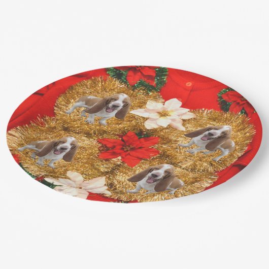 Basset Hound Ugly KerstSweater Papieren Bordje (Gekanteld)