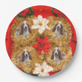 Basset Hound Ugly KerstSweater Papieren Bordje (Voorkant)