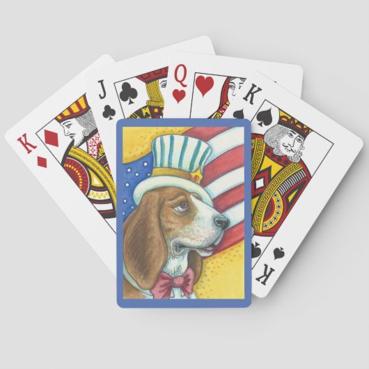 BASSET HOUND UNCLE SAM, DOG BICYCLE PLAYCARDS POKERKAARTEN (Achterkant)