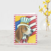 BASSET HOUND UNCLE SAM, DOG NOTE CARD Blank Kaart (Gele Bloem)