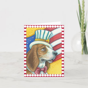 BASSET HOUND UNCLE SAM, DOG NOTE CARD Blank Kaart