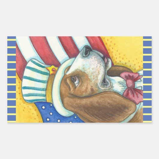 BASSET HOUND UNCLE SAM, DOG STICKERS Rec. * Blad (Voorkant)