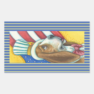 BASSET HOUND UNCLE SAM, DOG STICKERS Rec. * Blad